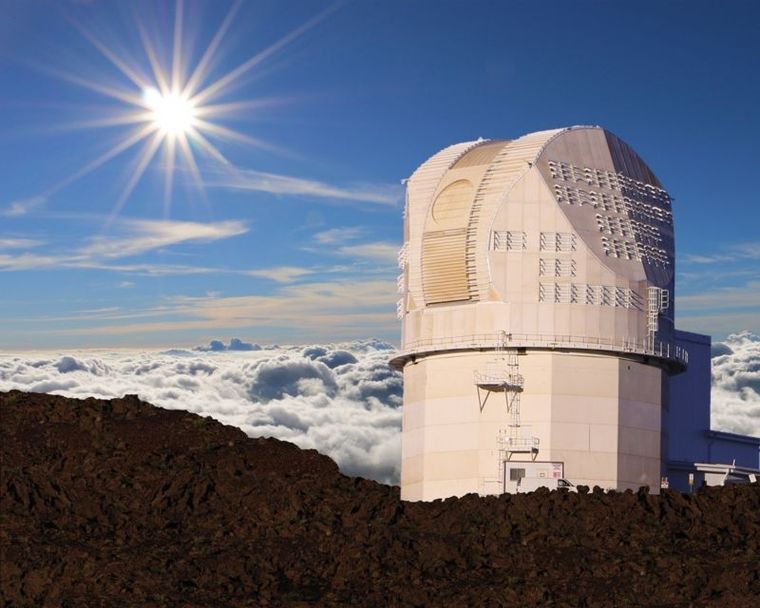 El telescopio Daniel K. Inouye se encuentra en la cima del monte Haleakala, en Maui, Hawái, lo que le permite realizar observaciones más nítidas del Sol. Foto: NSO/AURA/NSF