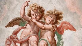 Detalle de los frescos de Giovanni Battista della Rovere y Giovanni Mauro della Rovere de la bóveda de la Iglesia de San Damián en Piamonte, Italia.