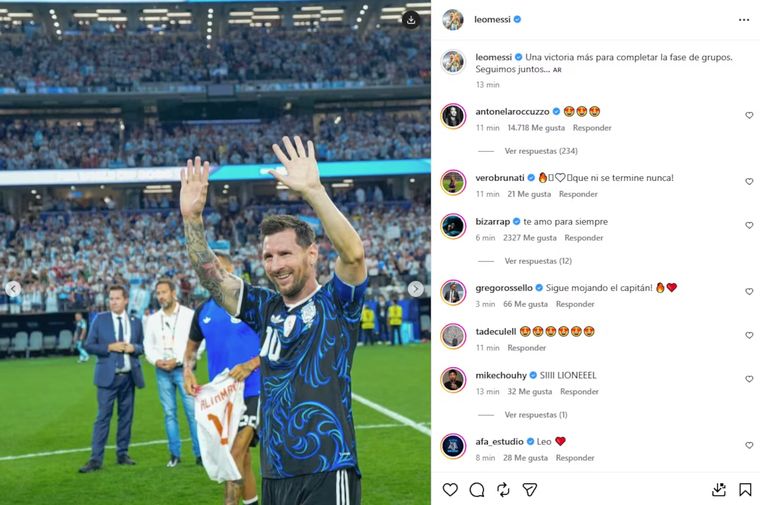 El posteo de Lionel Messi luego del triunfo de la Selección argentina ante Jordania. El posteo de Lionel Messi luego del triunfo de la Selección argentina ante Jordania. 