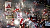 Hinchada del Vele Mostar en un partido ante el Zrinjski