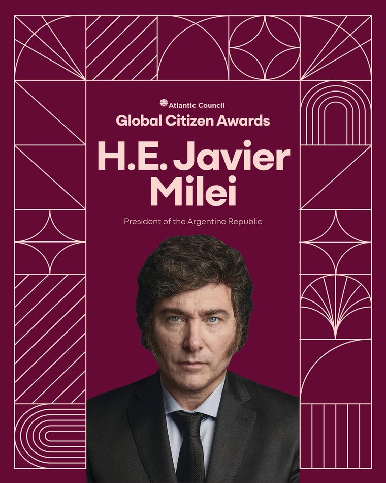 Javier Milei recibirá el Global Citizen Award del centro de estudios Atlantic Council durante su paso por Nueva York a fines de septiembre. Javier Milei recibirá el Global Citizen Award del centro de estudios Atlantic Council durante su paso por Nueva York a fines de septiembre.