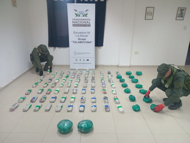 En total se secuestraron 35 kilos y 500 gramos de hojas de coca en estado natural. Foto: Gendarmería Nacional. En total se secuestraron 35 kilos y 500 gramos de hojas de coca en estado natural. Foto: Gendarmería Nacional.