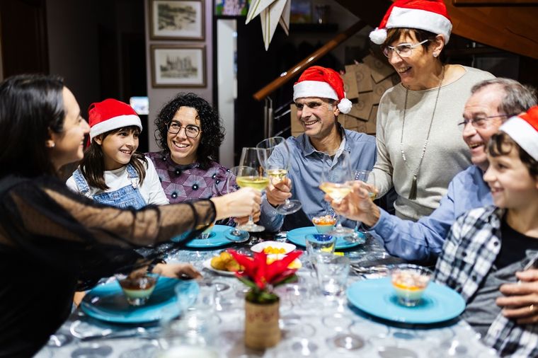 Las familias se reúnen para brindar en las fiestas Foto: Shutterstock