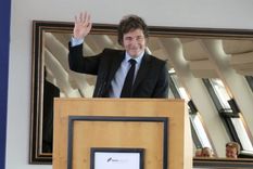 Javier Milei al recibir el premio Hayek en Hamburgo, Alemania. Foto: Instagram
