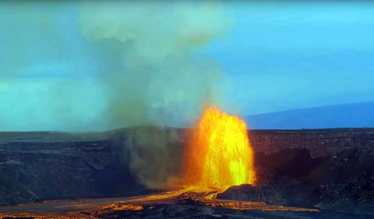 Erupción de lava en el volcán Kilauea de Hawái, EE.UU. Foto: Dpa.