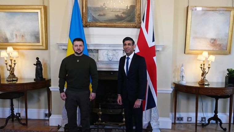 Zelenski y Sunak durante la visita del presidente ucraniano a Londres del pasado día 8 de febrero Foto: EFE