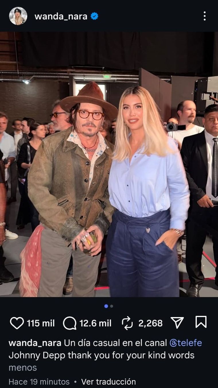 El posteo de Wanda Nara con Johnny Depp en medio del escándalo judicial con Mauro Icardi. El posteo de Wanda Nara con Johnny Depp en medio del escándalo judicial con Mauro Icardi.