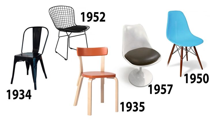 sillas y creación Modelos de sillas que se utilizan en todo el mundo y el año en que cada uno de estos fue creado. Foto: Mario Simonovich