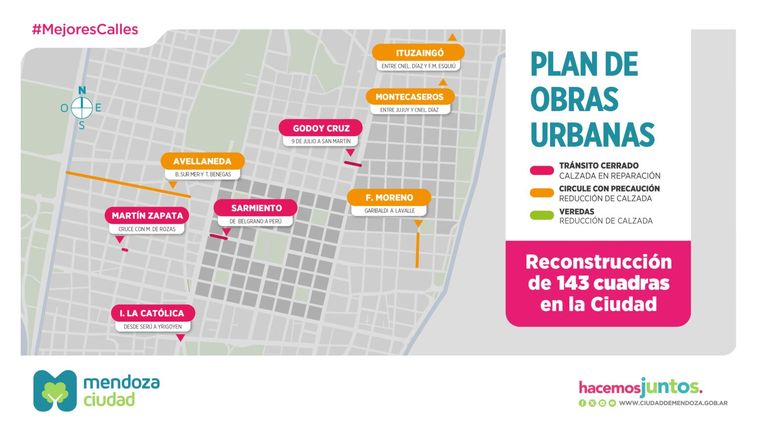 Las obras forman parte del Plan de Mejoramiento y Reconstrucción de Calles de la Ciudad de Mendoza. Las obras forman parte del Plan de Mejoramiento y Reconstrucción de Calles de la Ciudad de Mendoza.