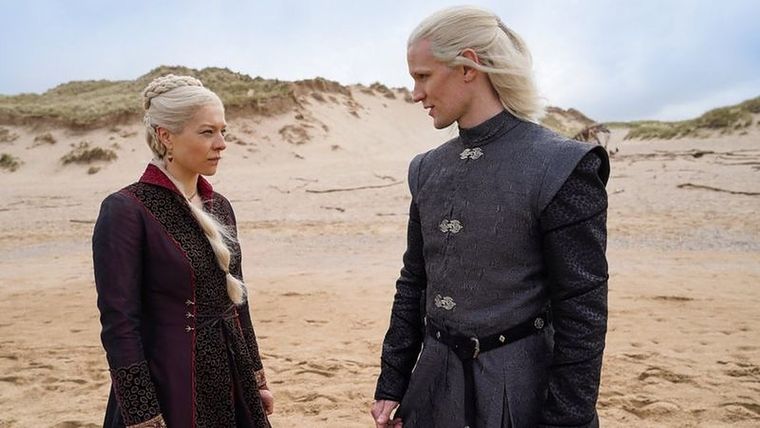 Emma DArcy interpreta a Rhaenyra Targaryen, con Matt Smith como Daemon Targaryen. Foto: HBO