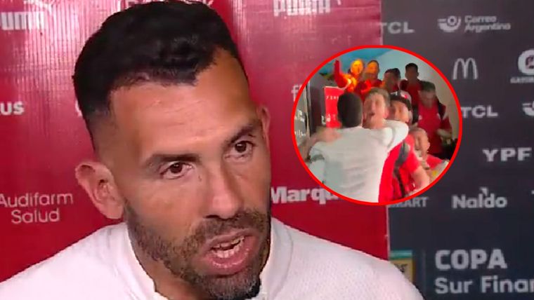 Tevez fue sorprendido por la euforia de sus jugadores tras el triunfo de Independiente