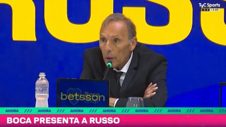 Miguel Ángel Russo y su palito a la dirigencia de San Lorenzo. Foto: captura TV