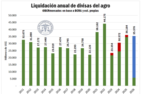 El 2026 proyecta una liquidación del campo superando los US$35.000 millones. El 2026 proyecta una liquidación del campo superando los US$35.000 millones.