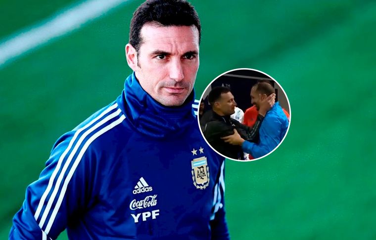 Scaloni y un gesto a Chiellini El técnico de la Selección argentina saludó al capitán italiano.