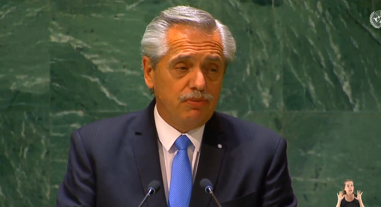 Alberto Fernández habló ante la ONU Foto: Captura de pantalla