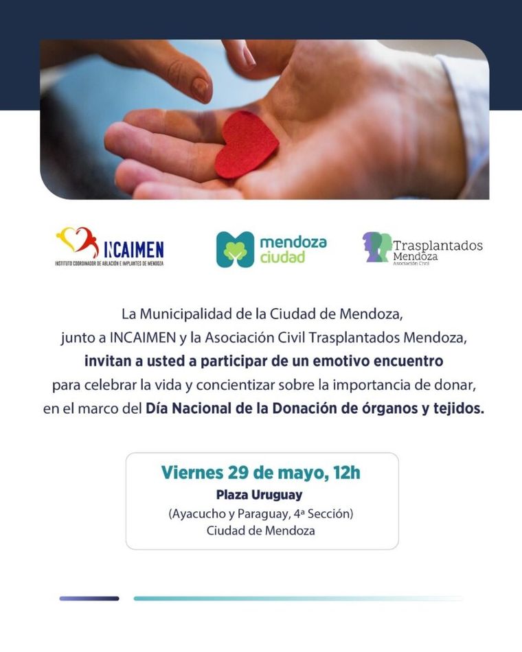 Donación de órganos: la Ciudad de Mendoza impulsa una actividad abierta. Donación de órganos: la Ciudad de Mendoza impulsa una actividad abierta.