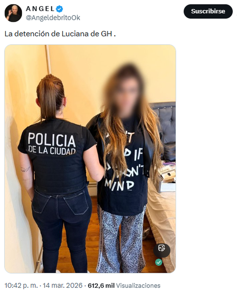 La primera imagen de Luciana detenida. La primera imagen de Luciana detenida.