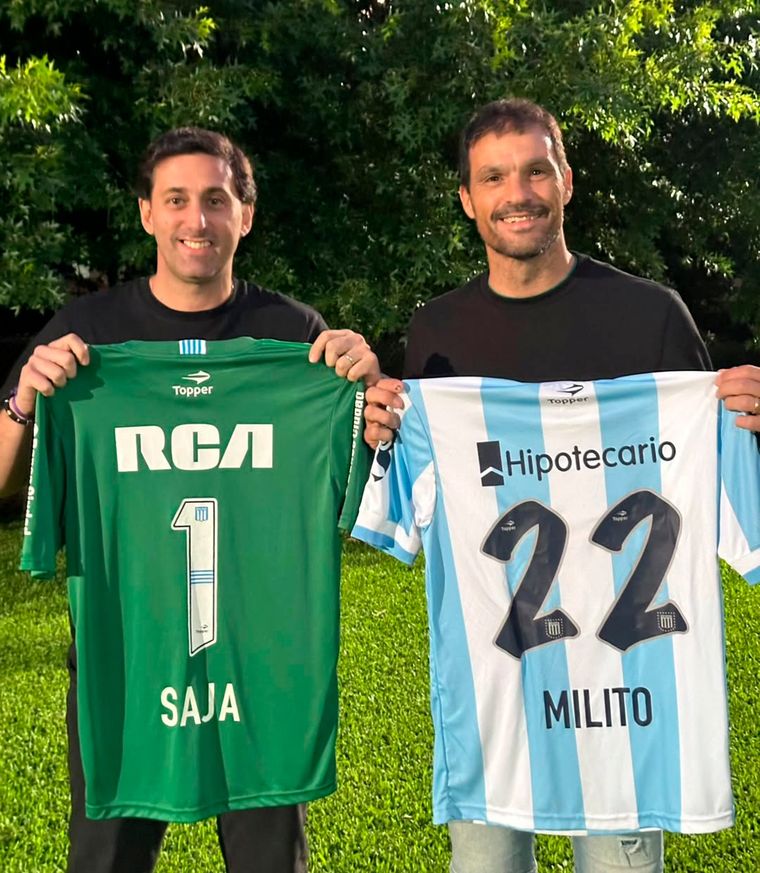 Sebastián Saja (derecha) es el director deportivo de Racing desde que Diego Milito ganó las elecciones. Foto: @sajasebastian