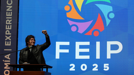 Javier Milei disertó en un evento empresario en Paraguay. Foto: @OPRArgentina