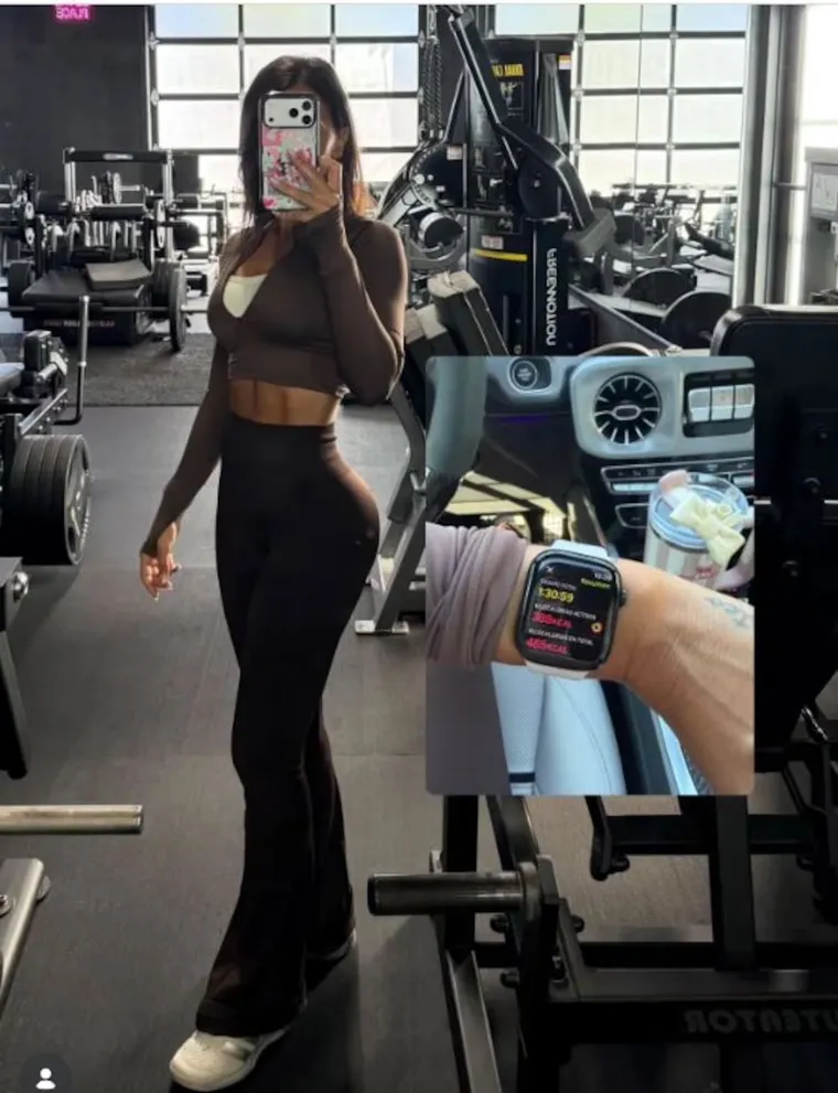 La empresaria apostó por leggings acampanados y top ajustado en tonos tierra. La empresaria apostó por leggings acampanados y top ajustado en tonos tierra.