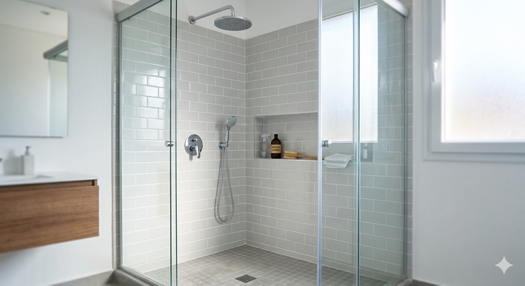 La ducha quedará impecable. Fuente. IA Gemini.