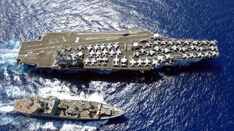 La armada de Estados Unidos llevó el USS Ronald Reagan. Foto: GalaxiaMilitar.