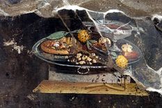 Pompeya fresco pizza El fresco claramente muestra este antecedente secular de la pizza italiana. Foto: Efe.