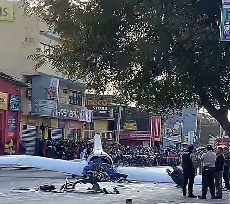 El avión se estrelló en plena vía pública y fallecieron dos personas Foto: X
