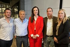 Lucas Clark (izquierda), junto a Alfredo Cornejo, Victoria Villarruel y Hebe Casado.&nbsp;