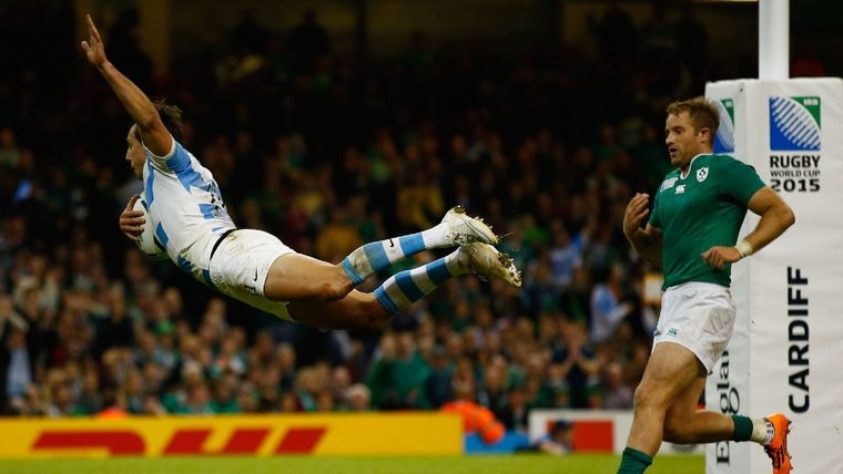 Juan Imhoff vuela para sellar la victoria argentina en el Mundial 2015. Foto: @ScrumESPN