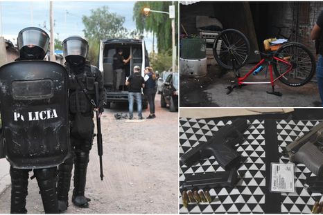 El megaoperativo en el oeste de la Ciudad de Mendoza permitió el secuestro de bicicletas robadas, armas y droga. El megaoperativo en el oeste de la Ciudad de Mendoza permitió el secuestro de bicicletas robadas, armas y droga.