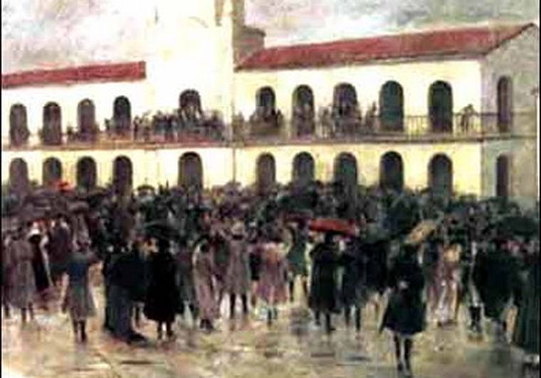 La tradicional imagen del Cabildo el 25 de Mayo de 1810