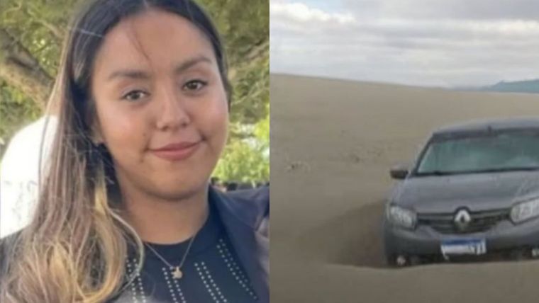 Así fue hallado el auto de la policía desaparecida en Chubut.