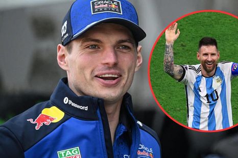 Max Verstappen, otra vez rendido ante la figura de Messi. Max Verstappen, otra vez rendido ante la figura de Messi.