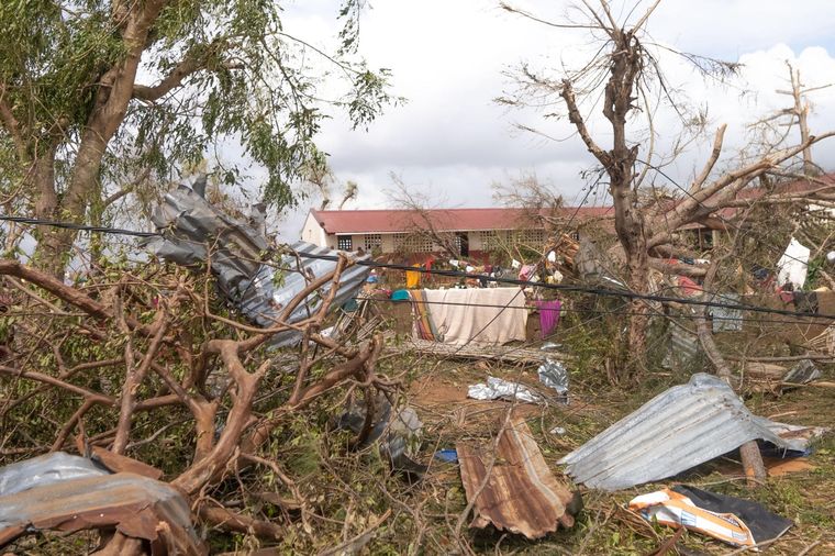 Destrozos en el distrito de Mecufi, en la provincia mozambiqueña de Cabo Delgado. Foto: EFE