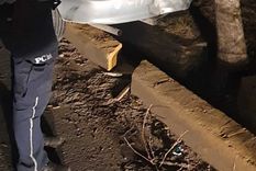 El auto de los delincuentes quedó destruido