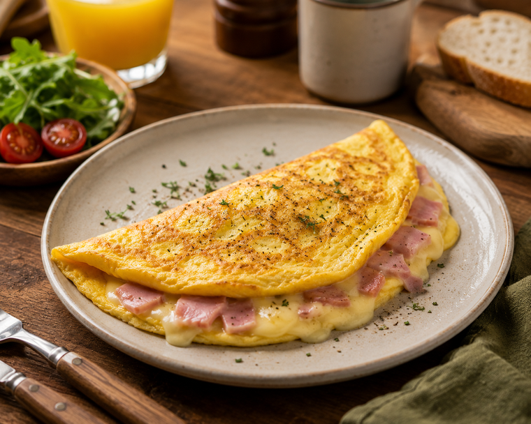 El omelette de jamón y queso lo podés disfrutar como un delicioso desayuno o en cualquier comida