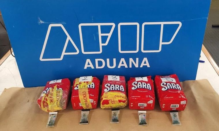 Cocaína en paquetes de yerba Foto: Aduana-AFIP