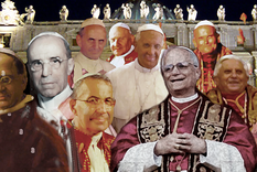 León XIV, el pontífice estadounidense-peruano elegido hoy, junto a los últimos 9 papas de la iglesia católica. Foto: @mgsimonovich