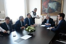 Suarez y otros gobernadores radicales, junto a Alberto Fernández.