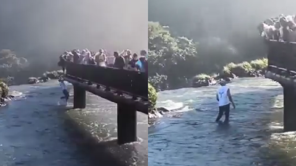 Tensión en las Cataratas del Iguazú: se le cayó el celular a
