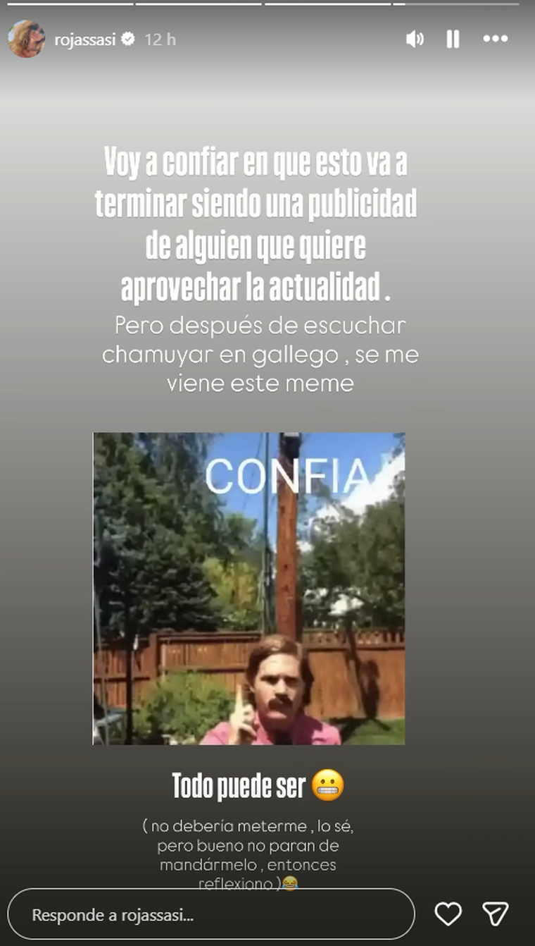 El posteo de Sabrina Rojas. El posteo de Sabrina Rojas.