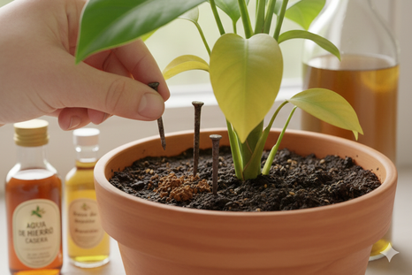 Un truco par recuperar las hojas de las plantas. Fuente: IA Gemini.