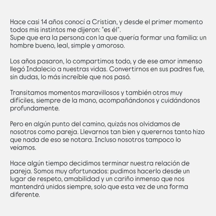 El cariño por su hijo Indalecio los mantendrá unidos, aunque de otra forma.