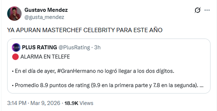 Ante la caída del rating, la desesperación de Telefe. Ante la caída del rating, la desesperación de Telefe.