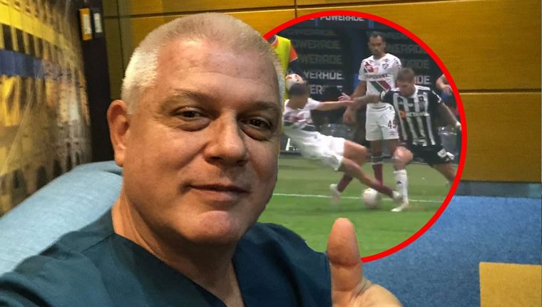 El médico de Boca se quejó por la falta en el Atlético Mineiro-Fluminense Foto: Captura