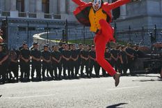 Foto del Joker Argentino durante el Paro Nacional contra el gobierno de Javier Milei, la cual se popularizó en redes Foto: X