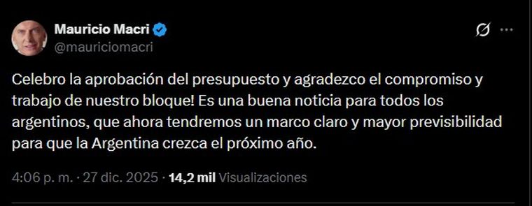 El posteo de Mauricio Macri en X El posteo de Mauricio Macri en X