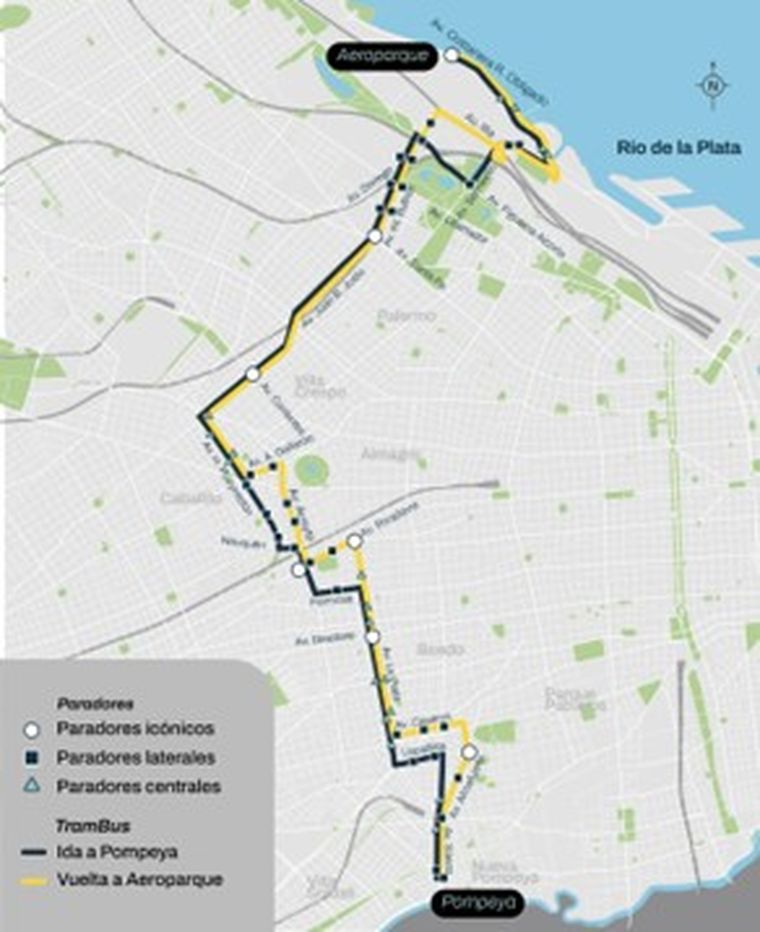 El trambús busca conectar desde Pompeya con Aeroparque, atravesando varios barrios porteños. El trambús busca conectar desde Pompeya con Aeroparque, atravesando varios barrios porteños.