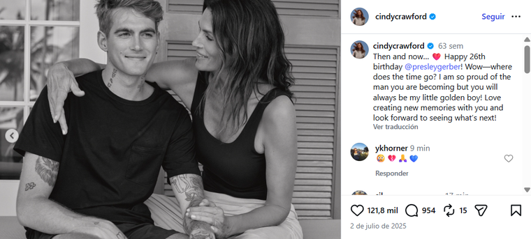 La publicación de Cindy Crawford que se viralizó en medio del dolor familiar. La publicación de Cindy Crawford que se viralizó en medio del dolor familiar. 
